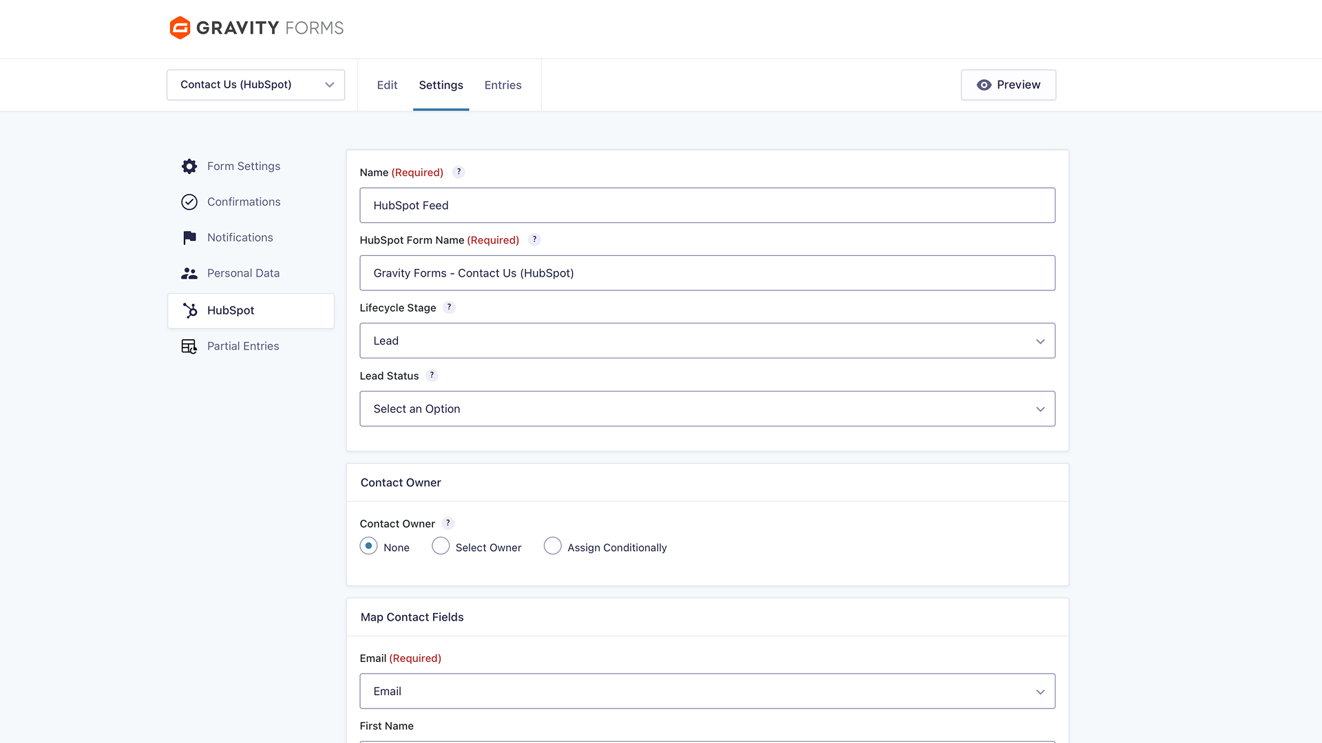 Configura facilmente un feed di Gravity Forms per sincronizzare i dati inseriti nei moduli